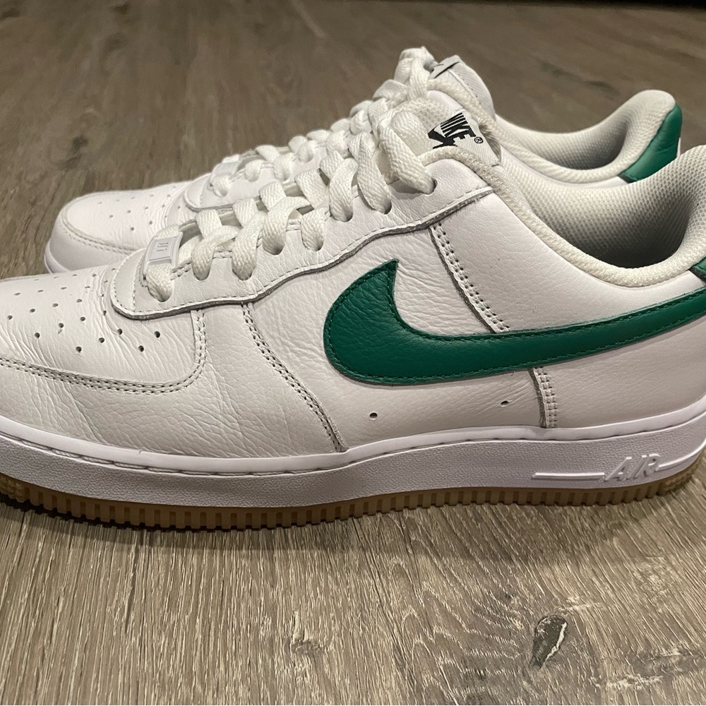 Nike Air Force 1 White with Green Accents Sneakers